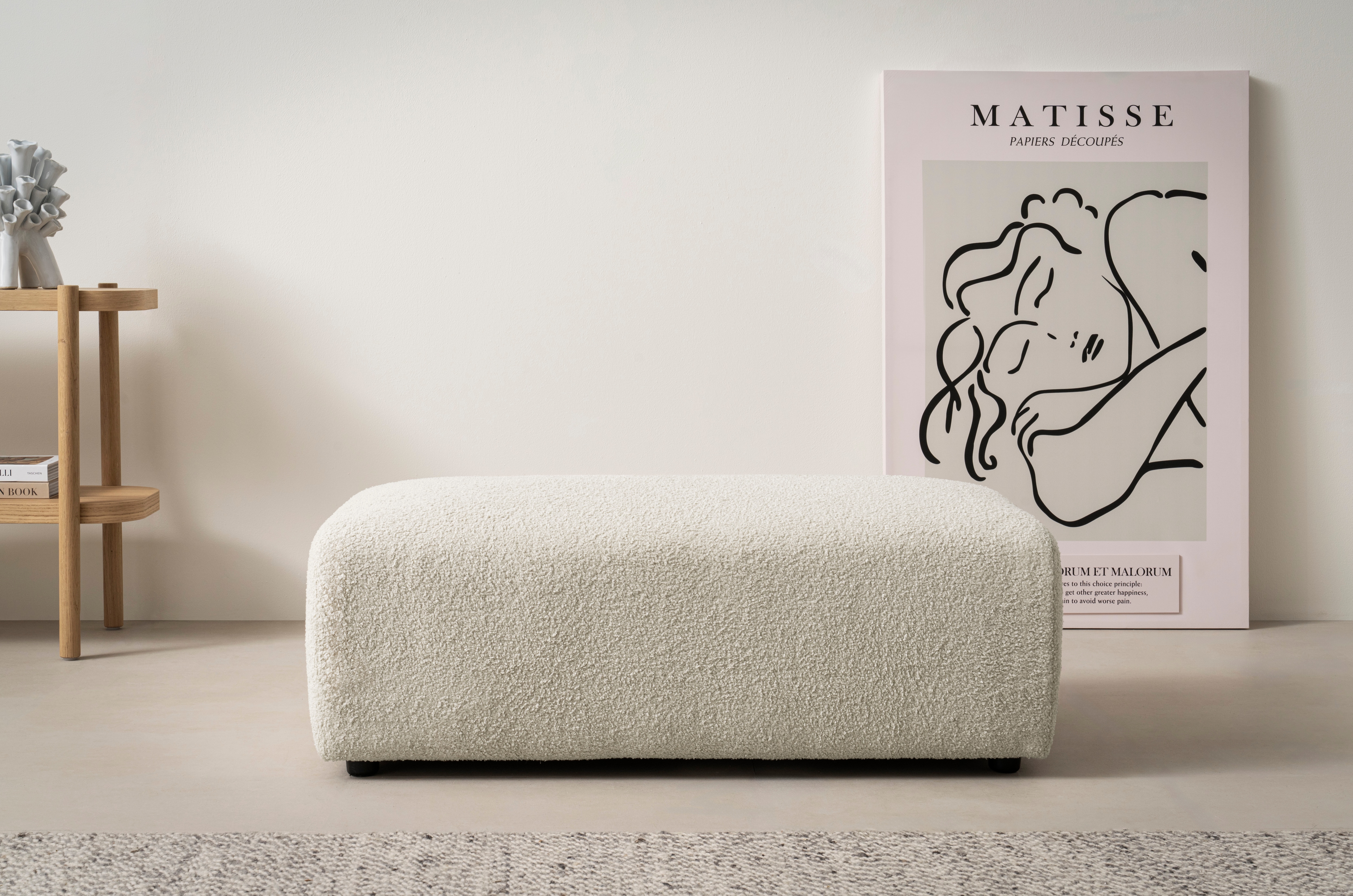 Hocker HOME AFFAIRE "BAKELS, Polsterhocker in Cord oder Boucle-Stoff", beige (hellbeige), B:112cm H:44cm T:62cm, Hocker, Hocker, zur Serie BAKELS, Hocker stellbar zum Schlafsofa (Krokodilverbinder)