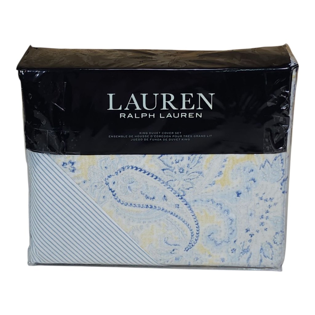 Ralph Lauren Bedding | Lauren Ralph Lauren King Duvet Cover Set Cotton 108x96" 2 King Shams Marisa | Color: Blue/Yellow | Size: King