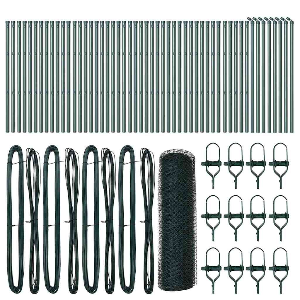 vidaXL Zaunpfosten Grün 100 x 0,5 m (13 mm Netz) Stahl und PVC Image