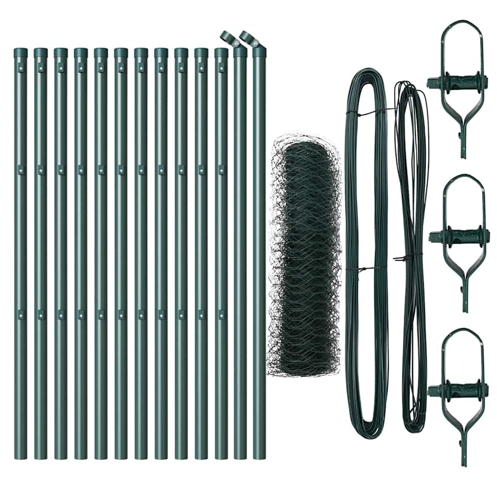 vidaXL Zaunpfosten Grün 25 x 0,8 m (36 mm Netz) Stahl und PVC Image