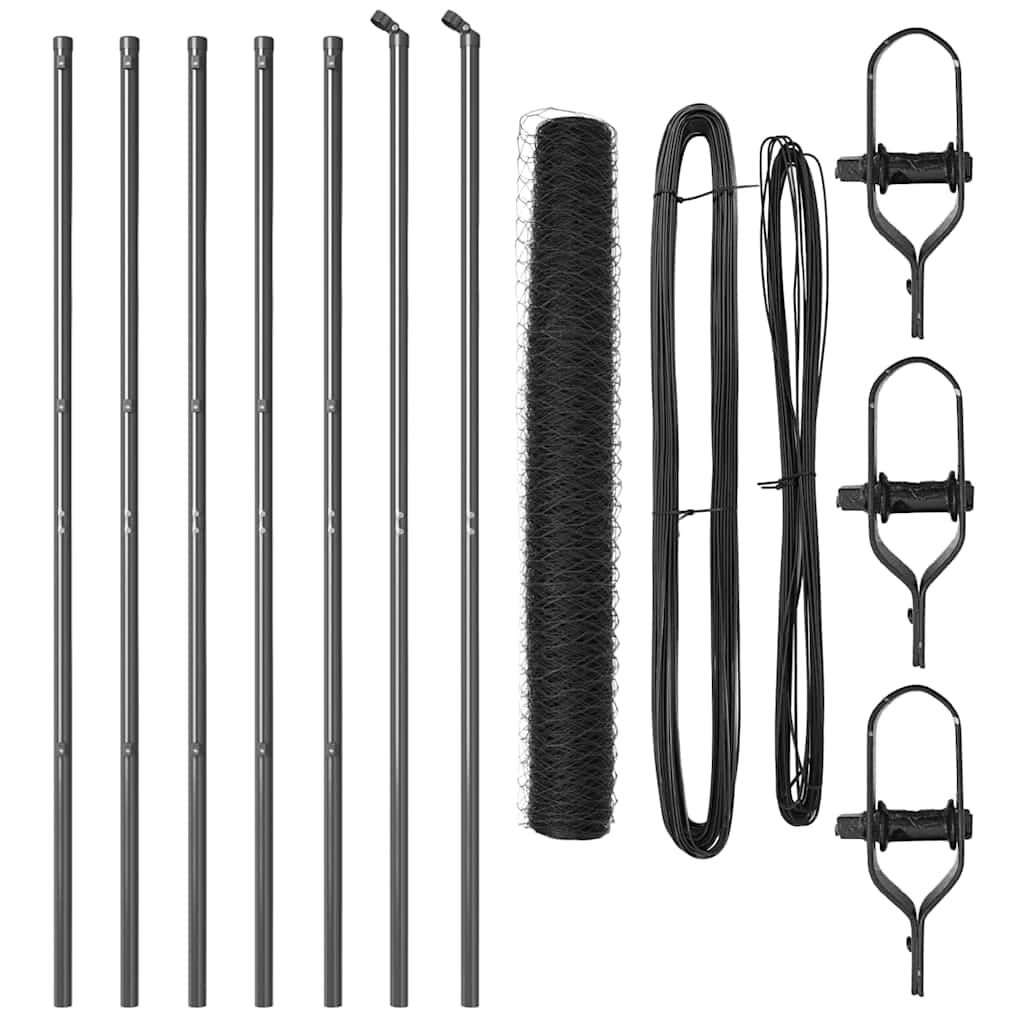 vidaXL Zaunpfosten Grau 10 x 1 m (36 mm Maschen) Stahl und PVC Image