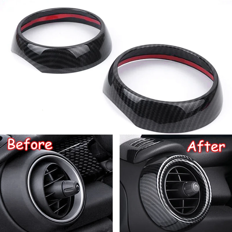 Car Dashboard Side Air Vent decorazione anello copertura Trim Car Sticker Styling stile in fibra di carbonio per BMW MINI Cooper F55 F56 F57