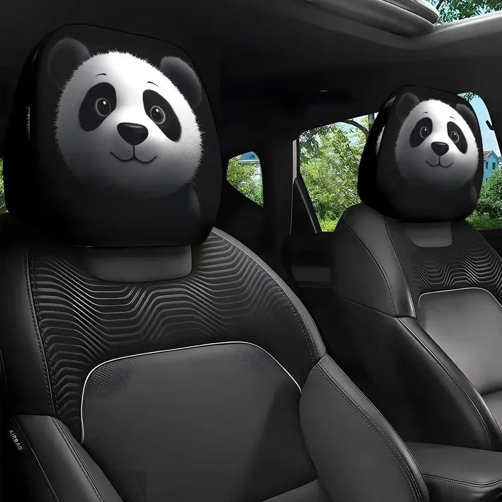 2PCS süßer lustiger Panda-Auto-Kissenbezug, doppelseitig bedruckter Auto-Innenraum, personalisierte Dekoration, abnehmbarer Auto-Kissenbezug
