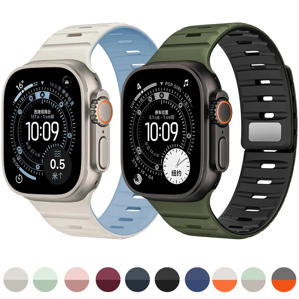 Weiches Silikonarmband für Apple Watch Band 46 mm 45 mm 44 mm 42 mm 40 41 mm Ultra 3 2 49 mm Armband iWatch 11 10 9 8 7 6 5 4 SE Correa Image