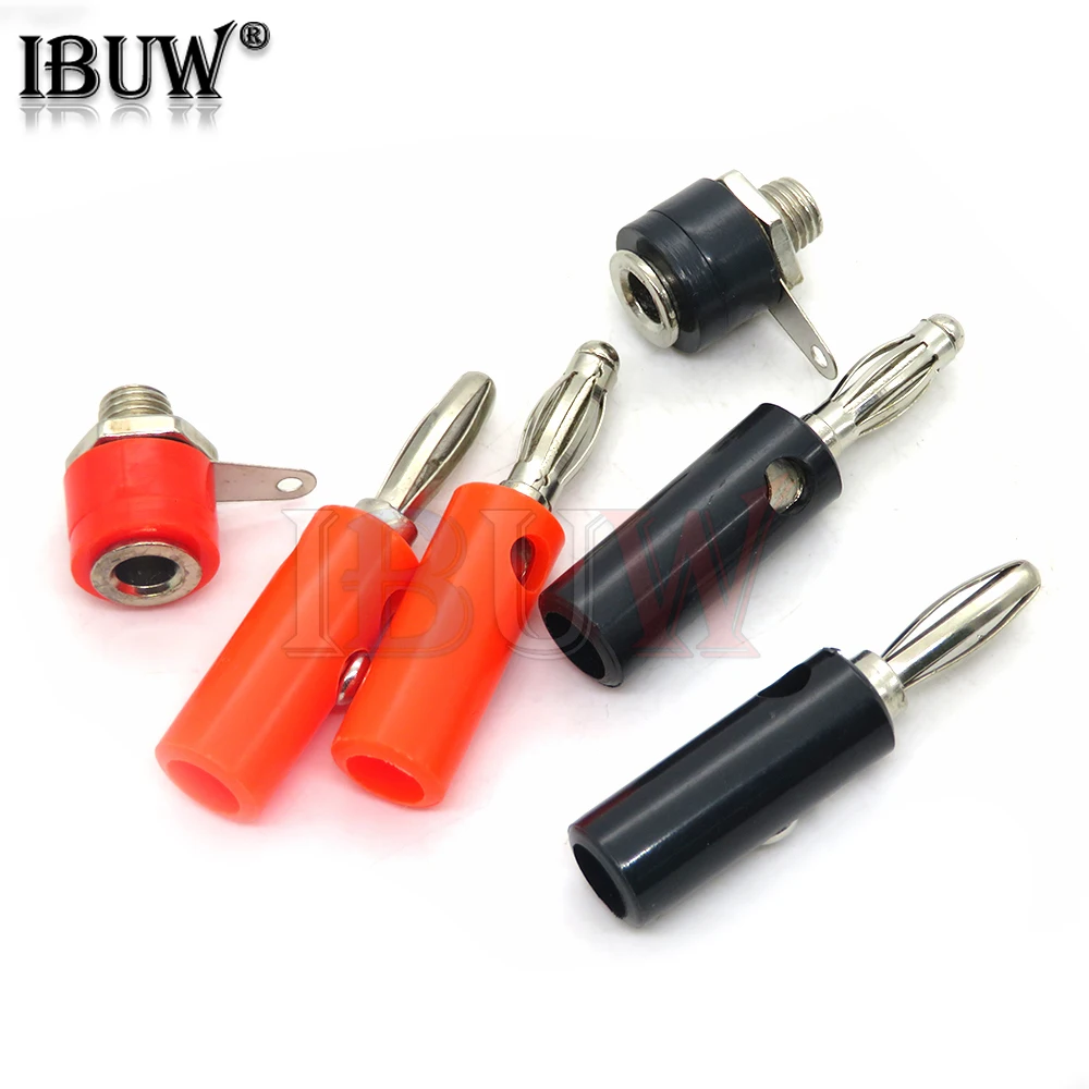 Neue 4mm rot schwarz männlich Bananen stecker Audio Lautsprecher buchse Verstärker Adapter Schraub klemme Binde pfosten buchse Image