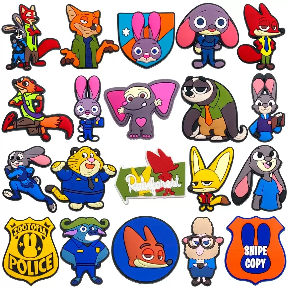 16-36PCS Disney Zootopia Schuh Charms für Slides Sandalen, PVC Schuh Dekorationen Zubehör Schnalle für Clog Weihnachten Geburtstag Geschenk