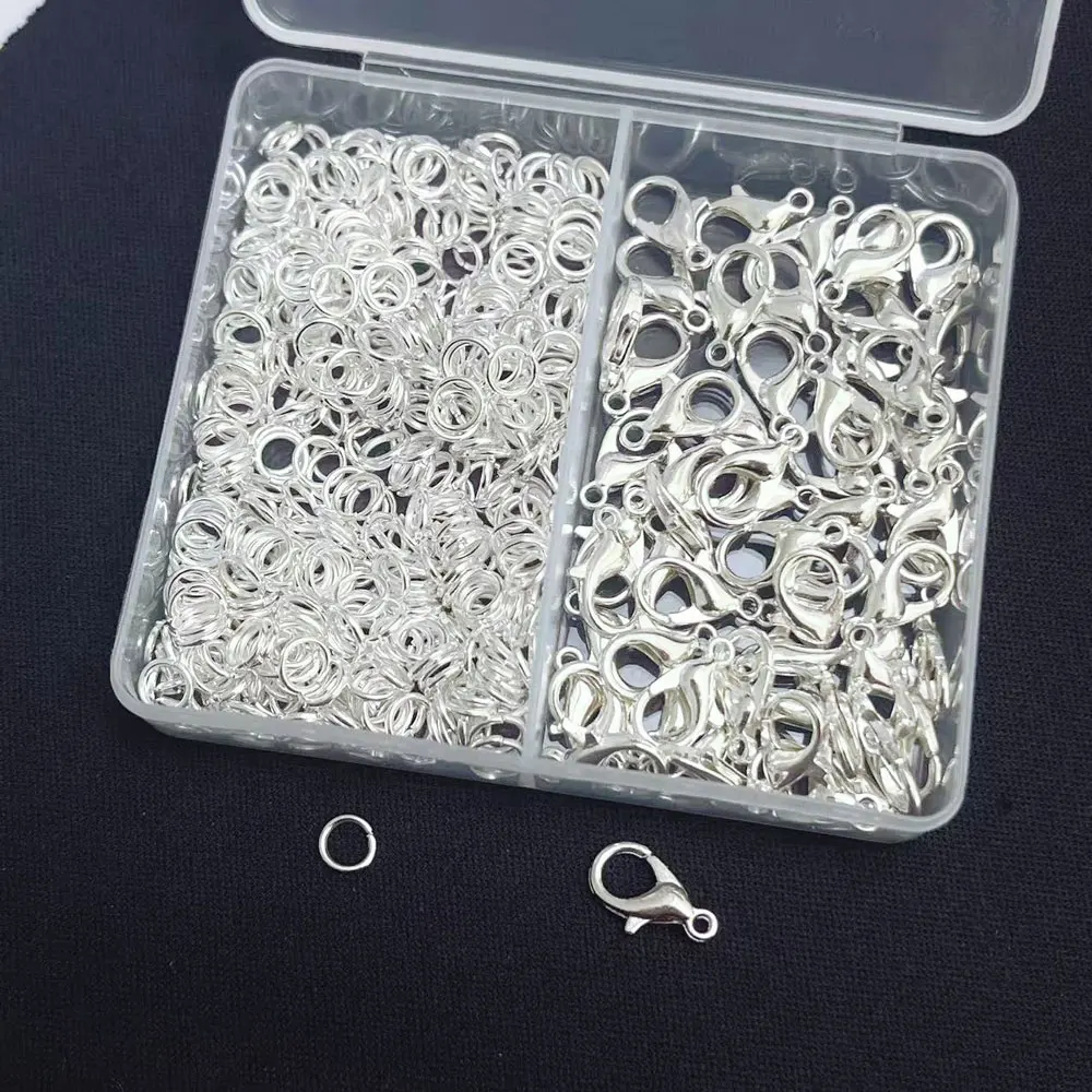 150 teile/schachtel Silber Farbe Karabiner Und Offene Ringe Armbänder Halsketten Stecker DIY Schmuck Machen Zubehör Liefert Kit Image