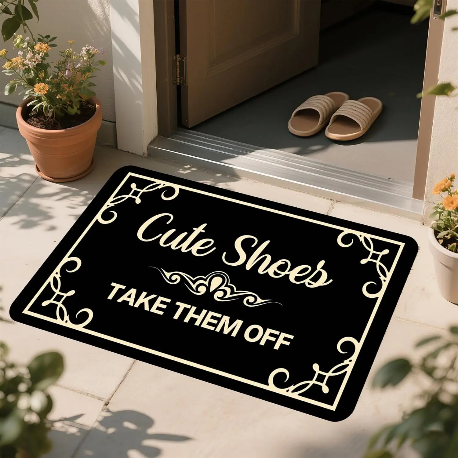 Willkommen, bitte verlieren Sie die Schuhe, Fußmatte, lustige Haustürmatte für drinnen und draußen, Eingangsmatte, Zuhause, Halloween, Einweihungsgeschenk Image