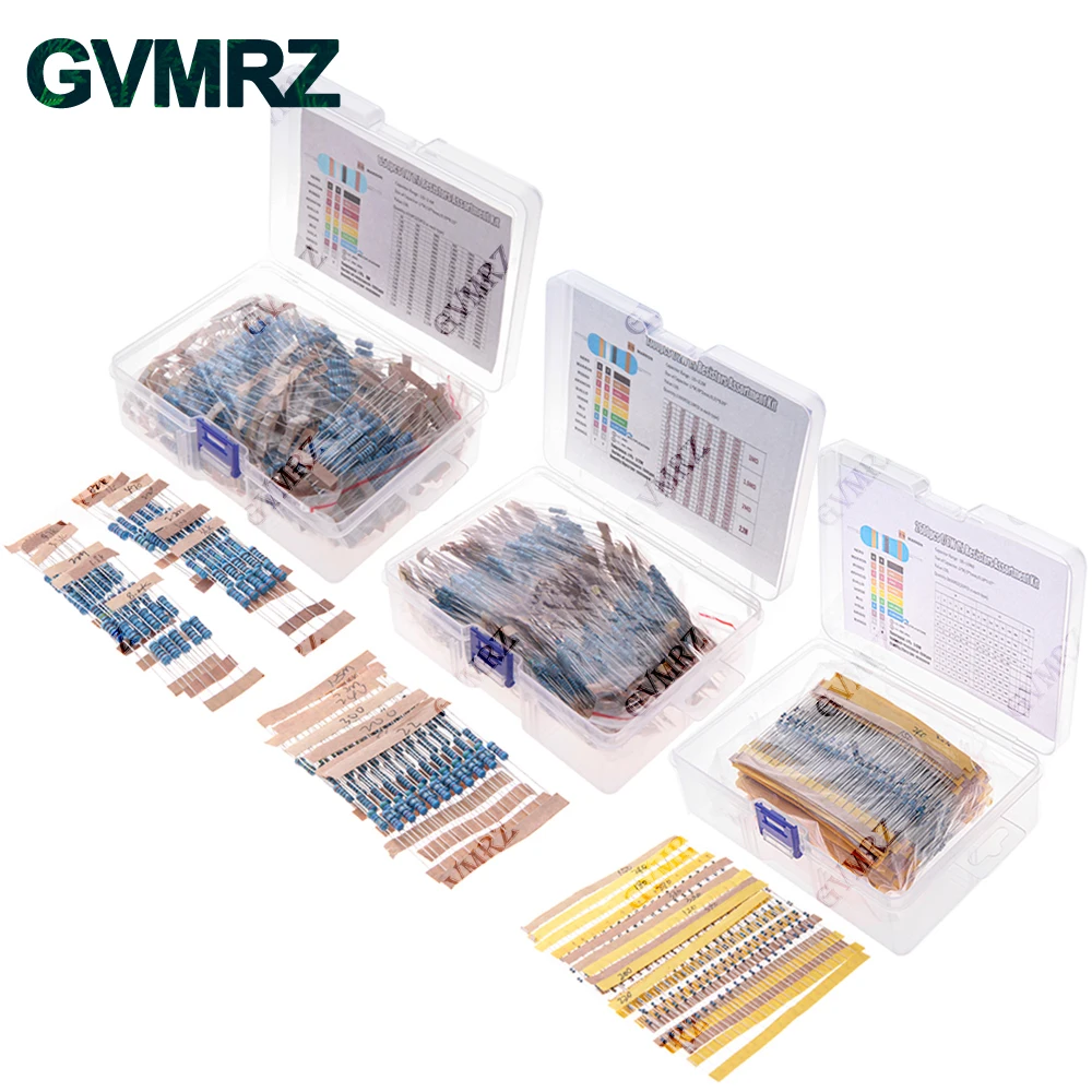 1/4 W 1/8 W 1/2 W 1 W 2 W Metallschichtwiderstandssatz 130 Werte 0,125 W 0,25 W 0,5 W 1 % Widerstandssortiment, sortierte Setbox Image