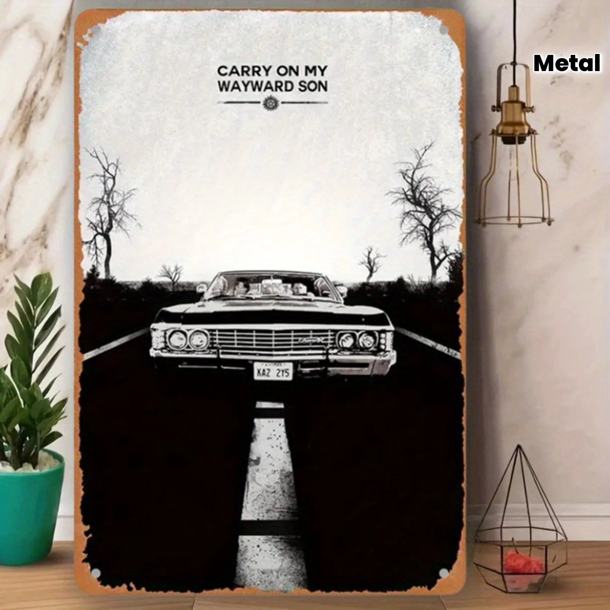 Vintage „Supernatural“ TV-Show Metallblechschild – ikonisches Auto- und Straßendesign, Retro-Wandkunst für Zuhause, Bar oder für Männerhöhlen-Dekoration, Image