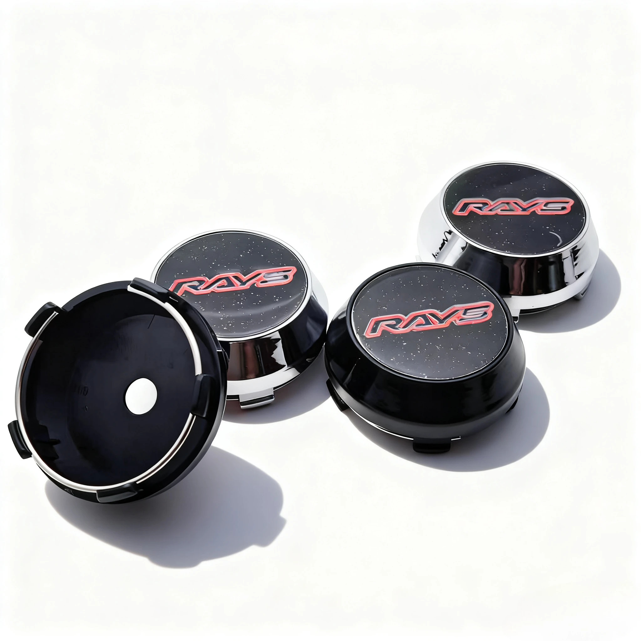 4 Stück JDM RAYS Logo Emblem Abzeichen Auto Radnabenkappen Außendurchmesser 60 mm 56 mm Räder Nabe High Cap Felgen Radkappen Abdeckung Ersetzen Autozubehör Image
