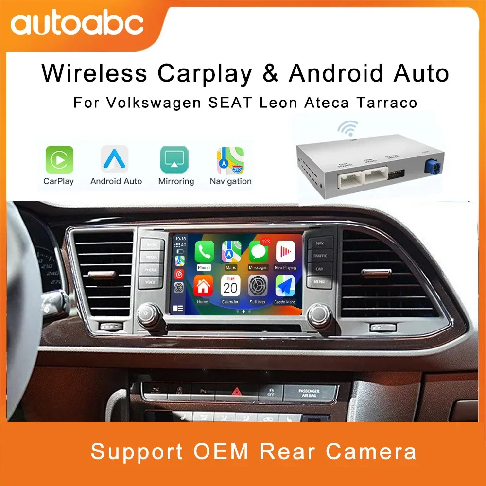 Drahtlose Carplay Android Auto Tech Box gießen Für VW Golf7 Para SEAT Leon Ateca Tarraco 2016-2019 MIB Spiegel link Auto Airplay Image