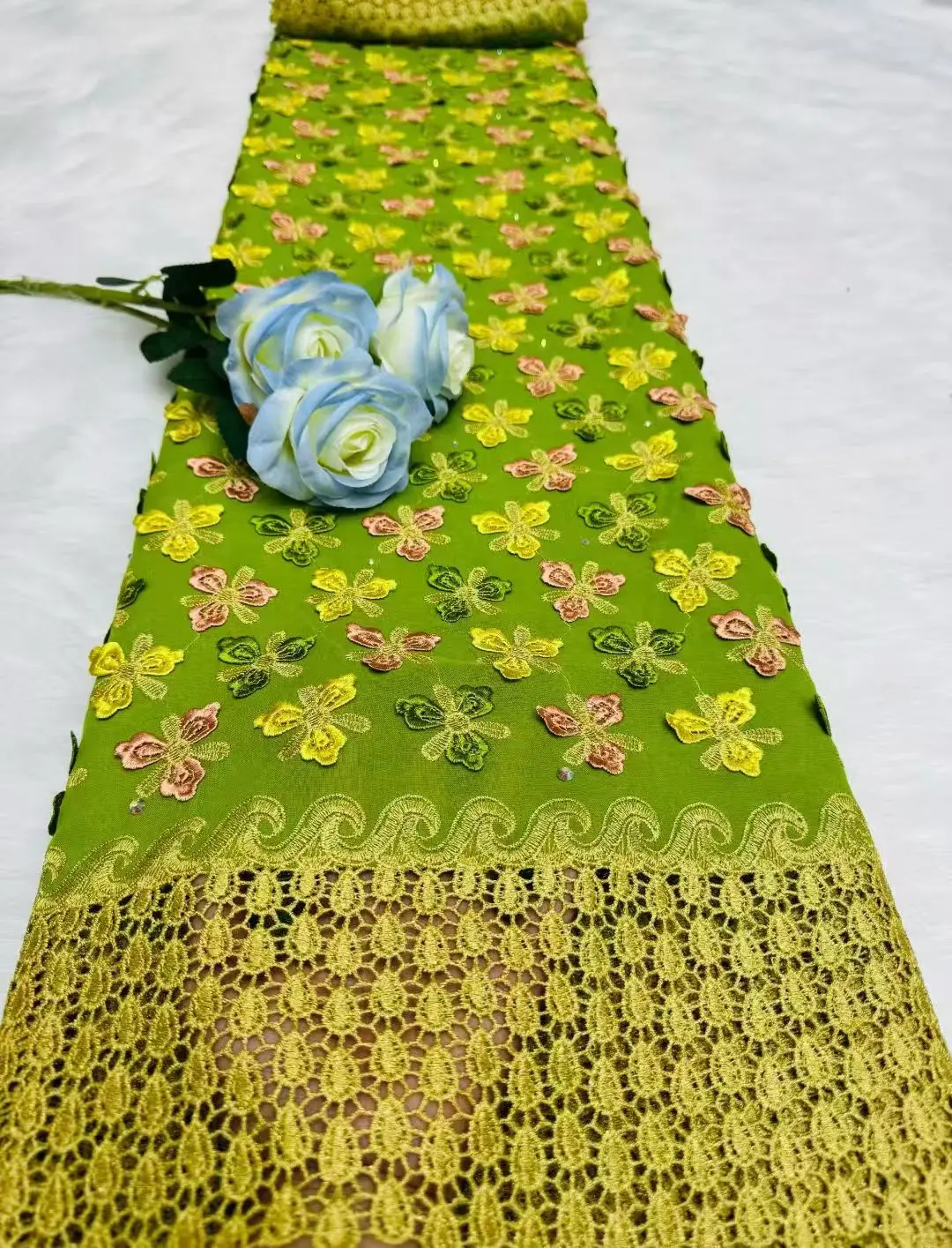 African Soft Cotton Voile Swiss Lace 3D Flower High Quality Applique Nigerian Wedding Dress Latest Swiss Laces in Switzerland
