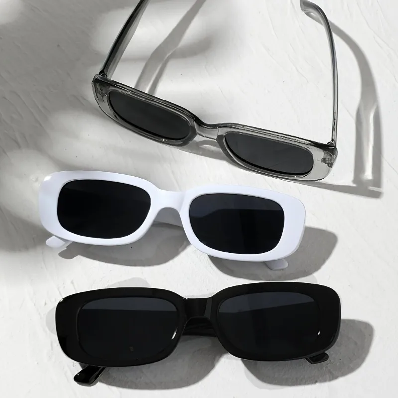 3 Paar ovale Brillen mit kleinem Rahmen, leichte Kunststoffrahmen, transparente Gläser, Schwarz und Weiß, optional, Unisex Image