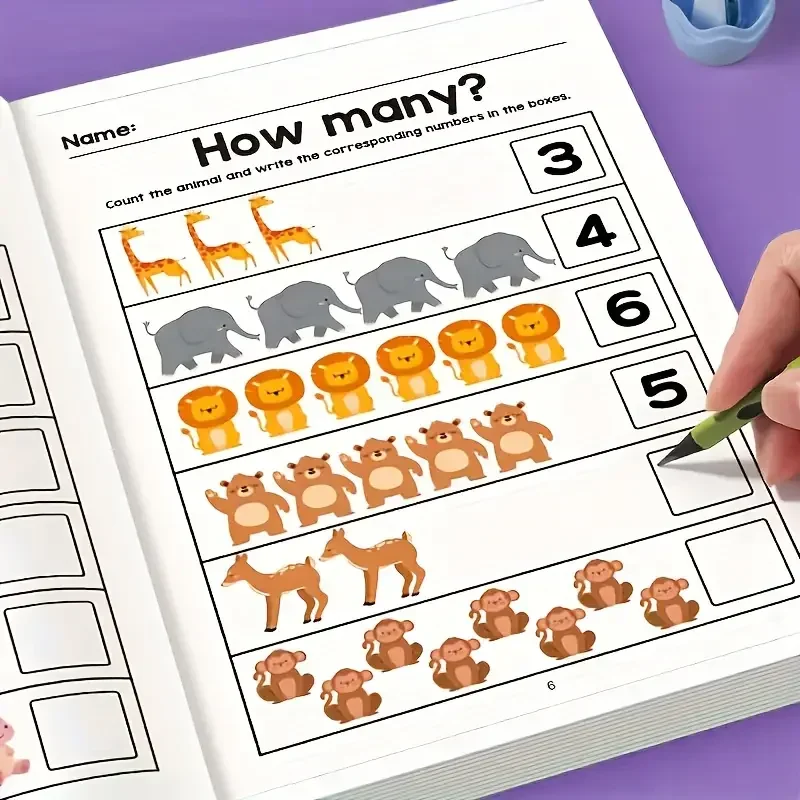Mathematik-Arbeitsbuch mit 64 Seiten: & Zahlen-Übungsbuch für Kindergarten mit Nachzeichnung, Schreibaktivitäten – interaktives Arbeitsbuch für frühes Lernen Image