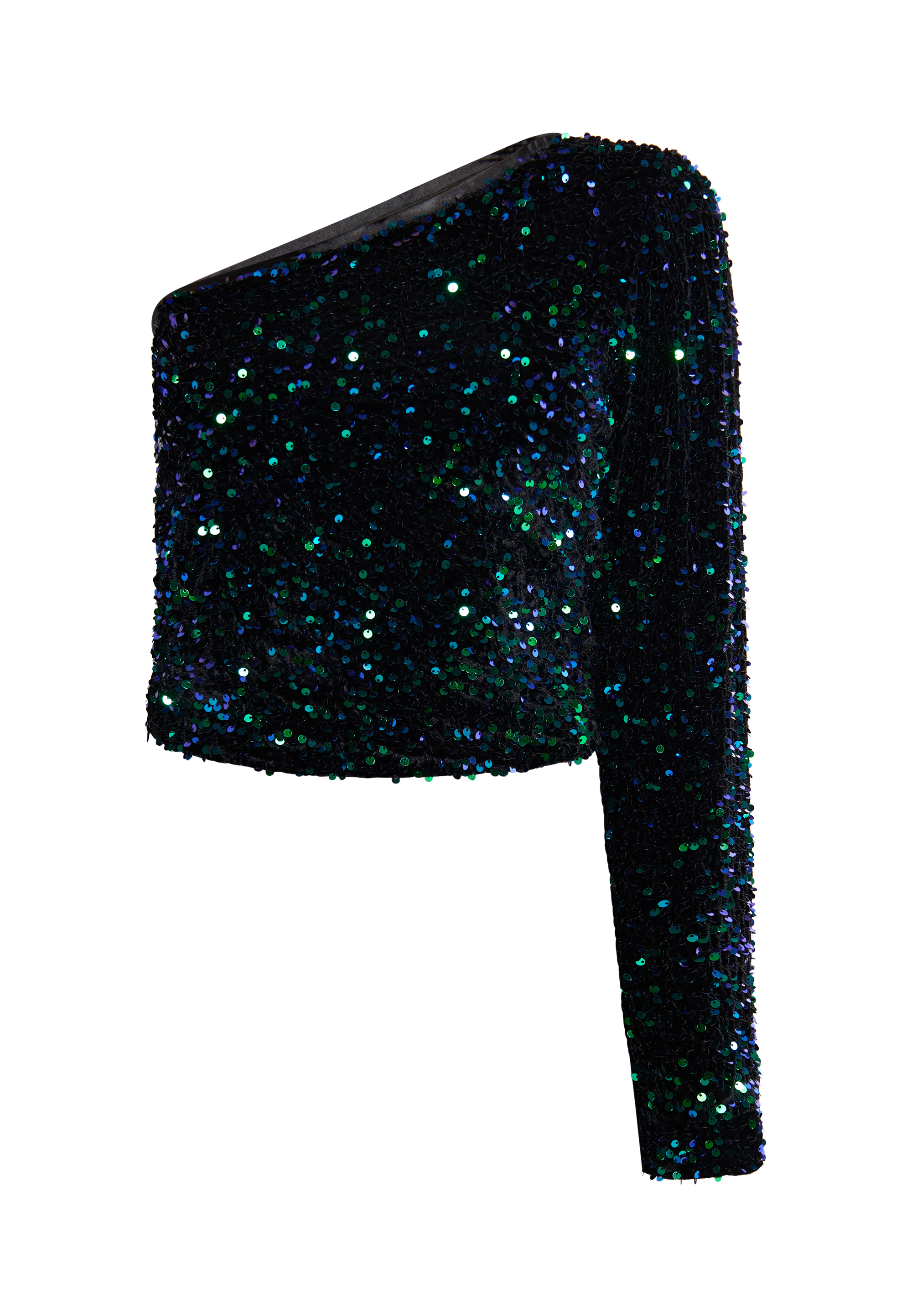 Faina One-Shoulder-Top Damen Blau Grün Mehrfarbig