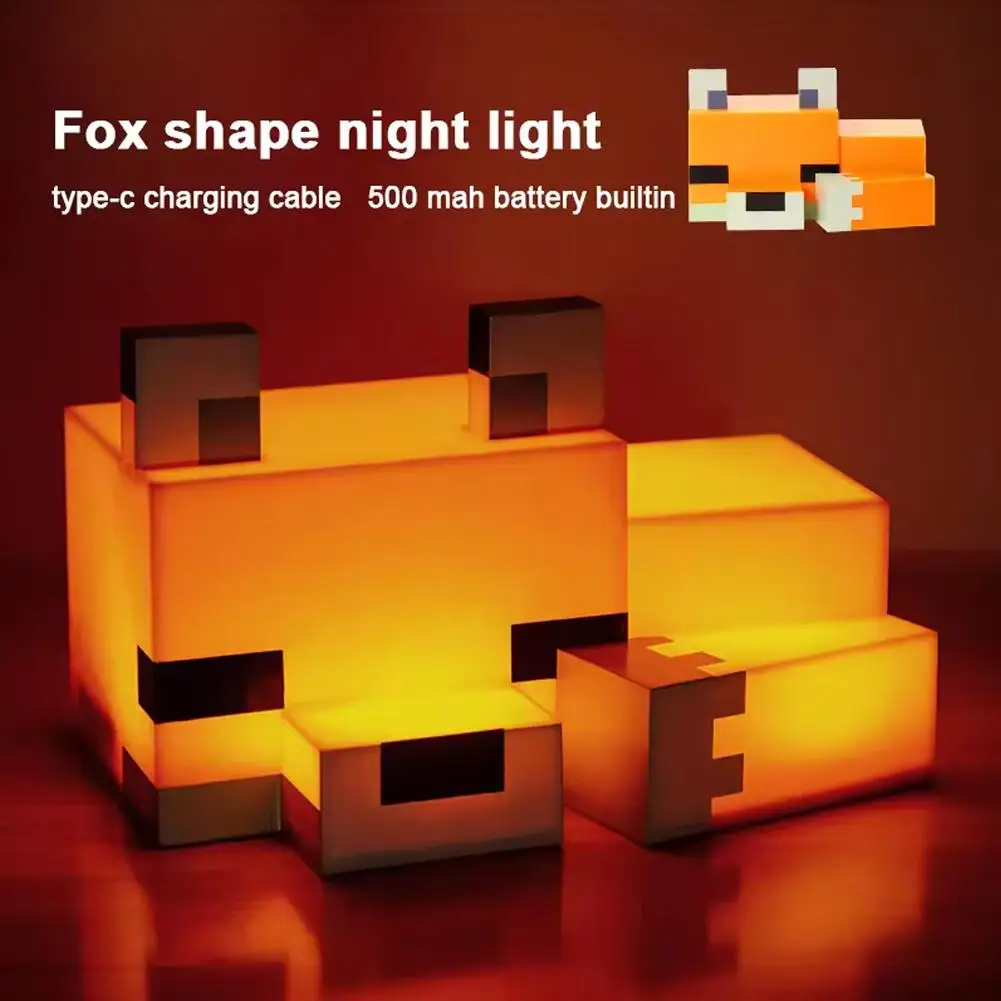 Niedliches Fuchs-Nachtlicht, weiches orangefarbenes Leuchtdekor und Schreibtischlampe für Gaming-Zimmer oder Kinderzimmer