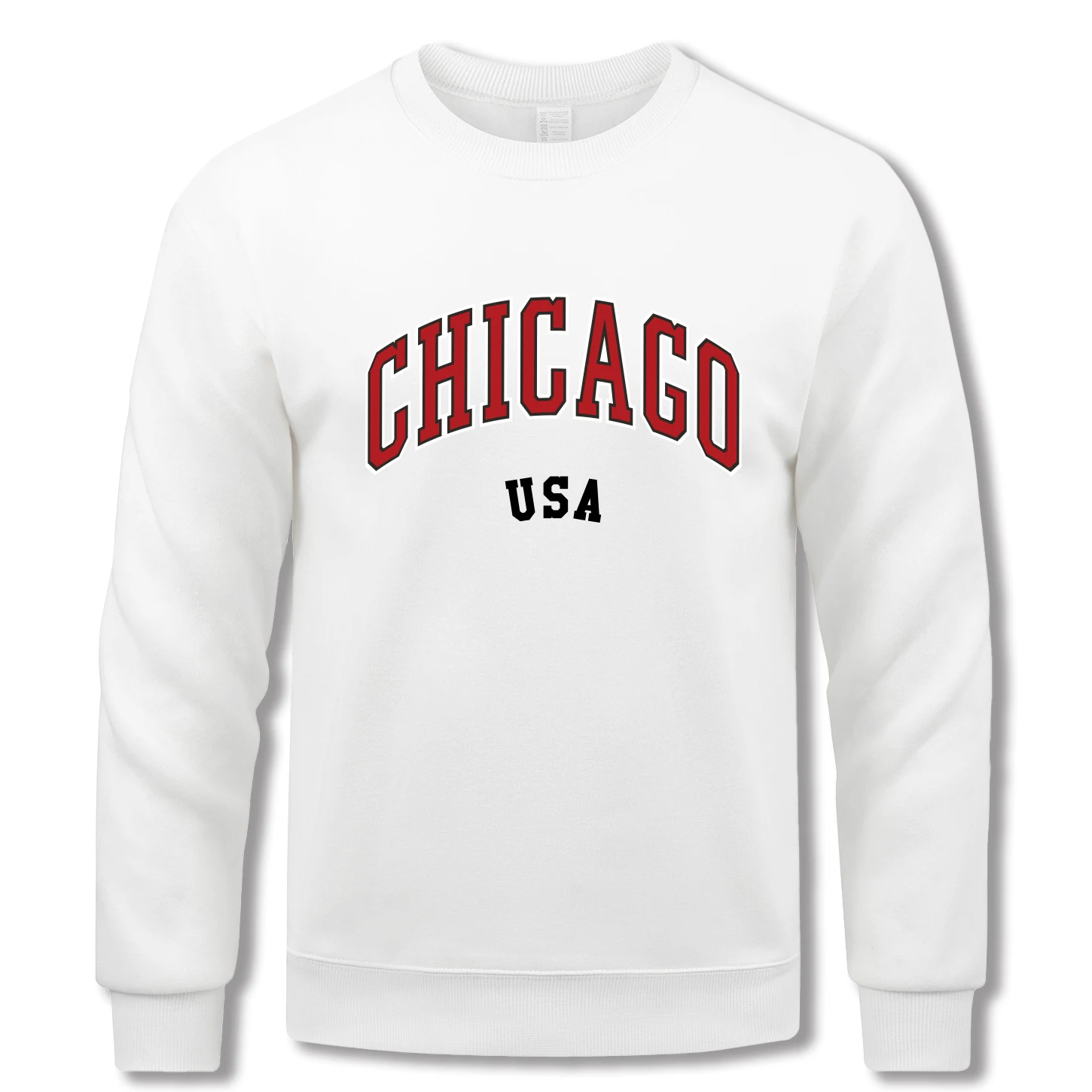 Chicago USA Druck Sweatshirt Für Männer Herbst Warme Pullover Lose Vintage Mode Langarm Unisex Oansatz Fleece Kleidung Image