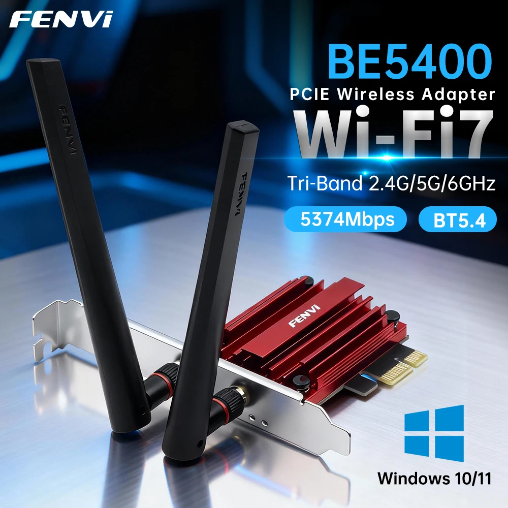 FENVI WIFI 7 FV-BE5400 PCI-E Adapter für Bluetooth5.4 5400 Mbit/s Tri Band 2,4 G/5 G/6 GHz Wireless WiFi7 Netzwerkadapter für Win10/11 Image