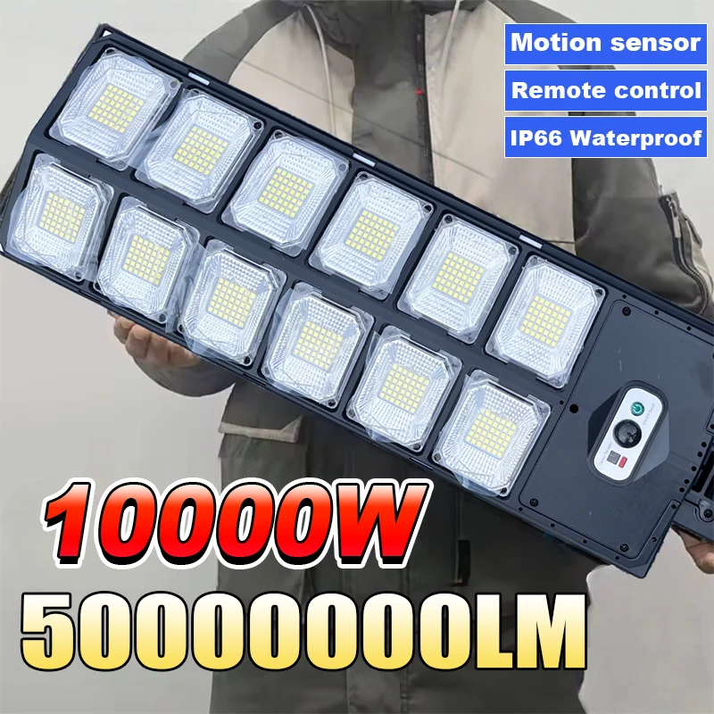Mise à niveau 10000W Super Lumière Solaire Led Lumière 1008 LED Lumière de rue extérieure puissante Lumière du soleil Capteur de mouvement Lampe de jardin Lampe solaire à télécommande imperméable