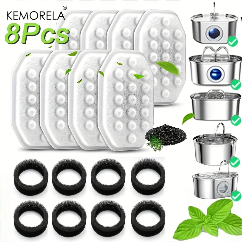 8/12 Stück Katzen-Wasserbrunnenfilter, Ersatz-Vorfilterschwämme für 3,2 l/108 Unzen automatische Haustierbrunnen hält Wasser frisch sauber Image