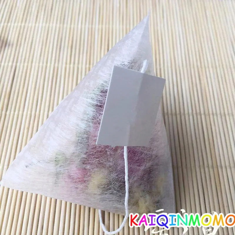 1000 Pz/lotto Bustine di Tè in Fibra di Mais Forma Piramide Filtro termosaldatura Bustine di Tè Food Grade PLA Biodegradato Logo Personalizzato