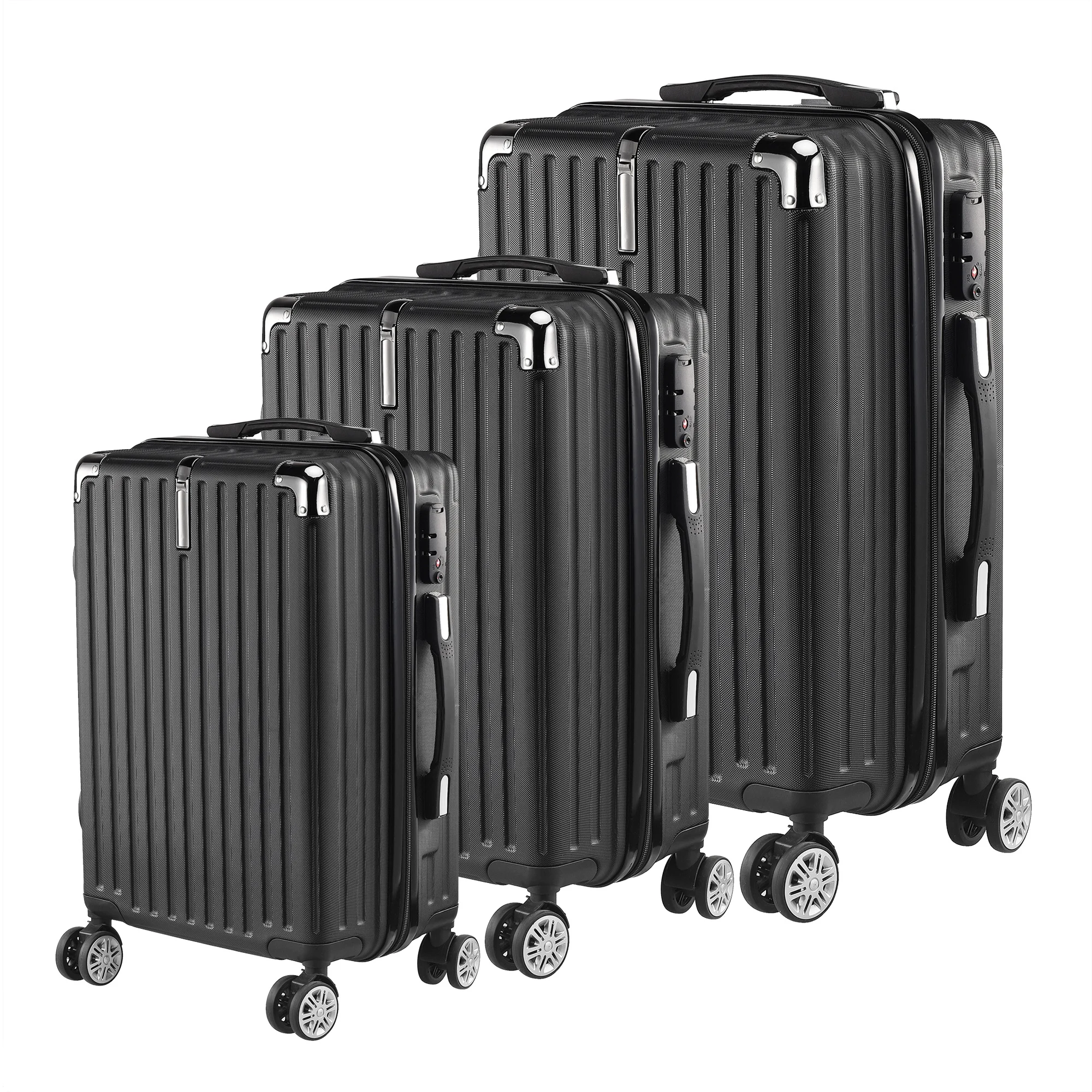 Set di valigie da viaggio Roshanda in 3 pezzi Set di valigie da viaggio con guscio rigido in ABS da 20 "24" 28 "4 Ruote silenziose girevoli universali