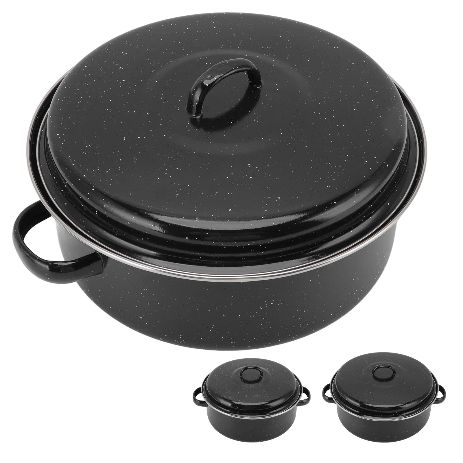 Ofen pfannen Bratpfanne schwarz Antihaft-Grill topf gesprenkelt Haushalts braten Pfanne mit Deckel für geröstete Süßkartoffel Kastanien Image