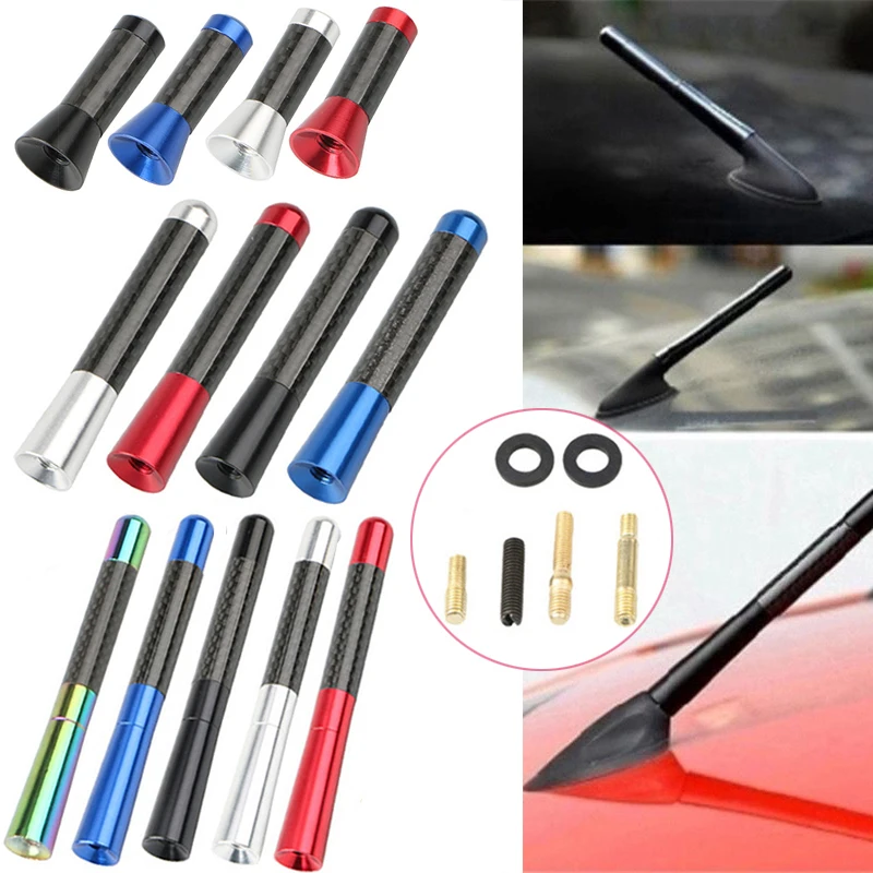 3,5 cm/8 cm/12 cm Universal Auto Kurze Radio Antenne Carbon Faser Schwarz Auto Dach Antenne radio Antenne FM/AM Metall Empfang Antennen Image