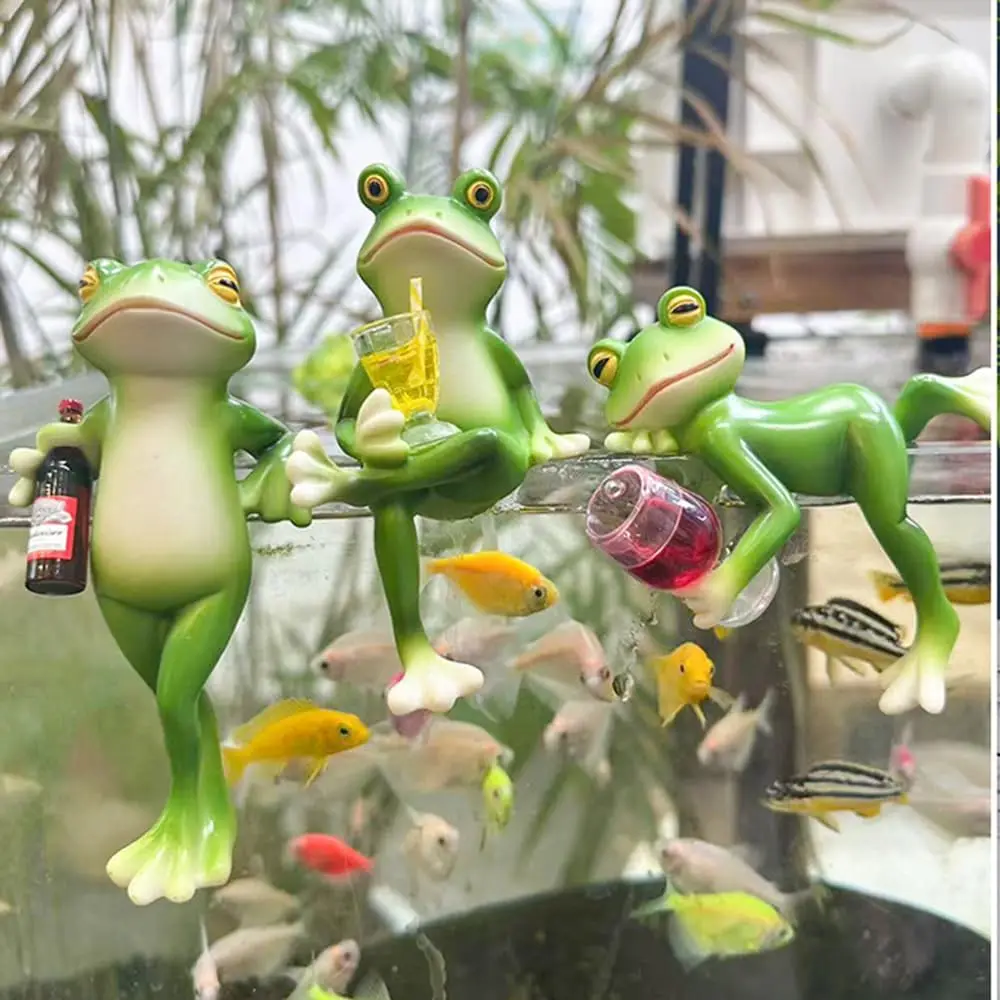 Lustige trinkende Frosch-Blumentopf-Aufhänger-Figuren aus Kunstharz, hängende Frosch-Statue, Dekorationen für Zuhause, Garten, Terrasse, Rasen, Hof, Ornamente Image
