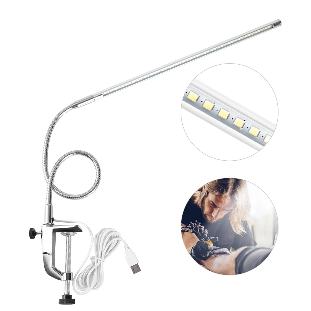 Flexible Tischleuchte, Augen dimmbar, flexible Tattoo-Klemmlampe, LED-Schreibtischlampe, LED für Mädchen, Anfänger, Augenbrauen-Tattoo