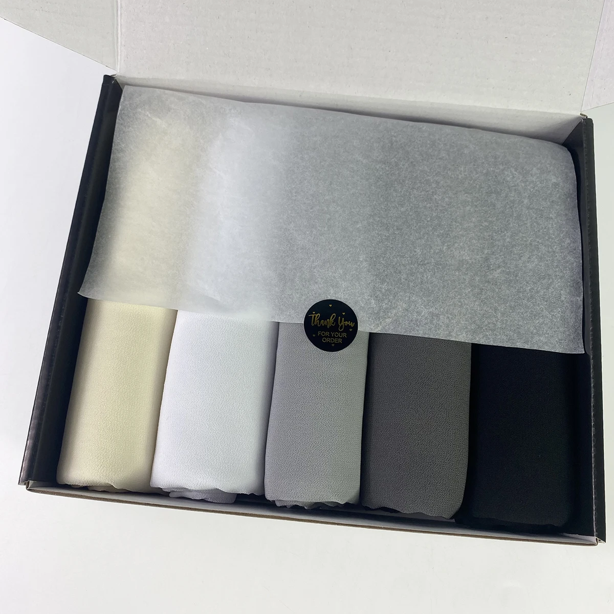 5 teile/schachtel Premium Chiffon Hijabs Einfarbig Plain Schal Muslimischen Schals Kopftuch Turban Echarpe Foulard Luxus Hijab Box Image