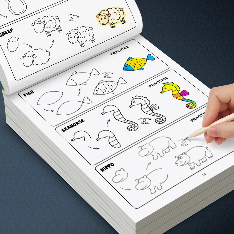 Come disegnare per i principianti: divertenti attività da colorare con modelli di figure, libro da disegno per bambini Guida al disegno passo dopo passo per bambini
