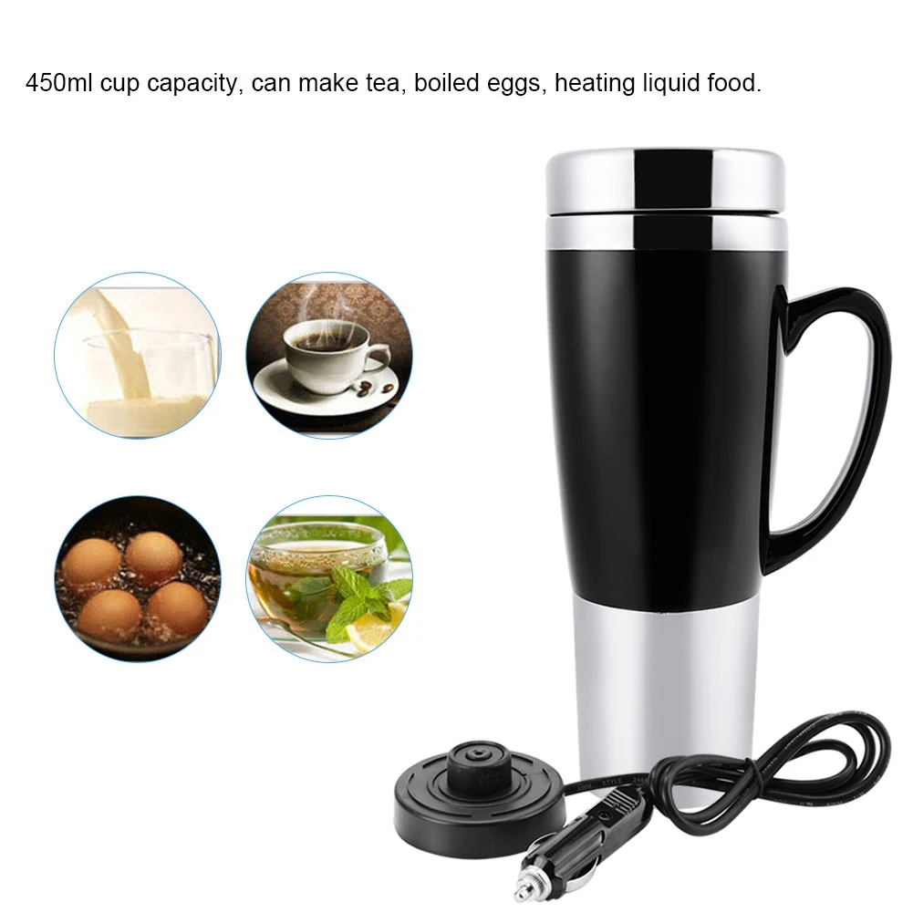 12V Elektrische Wasser Isolierte Auto Becher Reise Heizung Tasse Wasserkocher für Heißer Kaffee Milch Tee Elektrische Auto Wasser Becher elektrische Auto Becher Image
