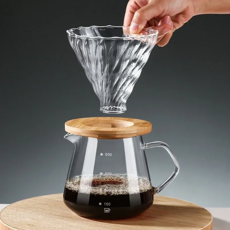 Kaffeemaschinen-Set zum Übergießen, Glaskaraffe, Kaffee mit Glas-Kaffeefilter, Tropfkaffeemaschinen-Set für Zuhause oder Büro, 600 ml, 300 ml Image