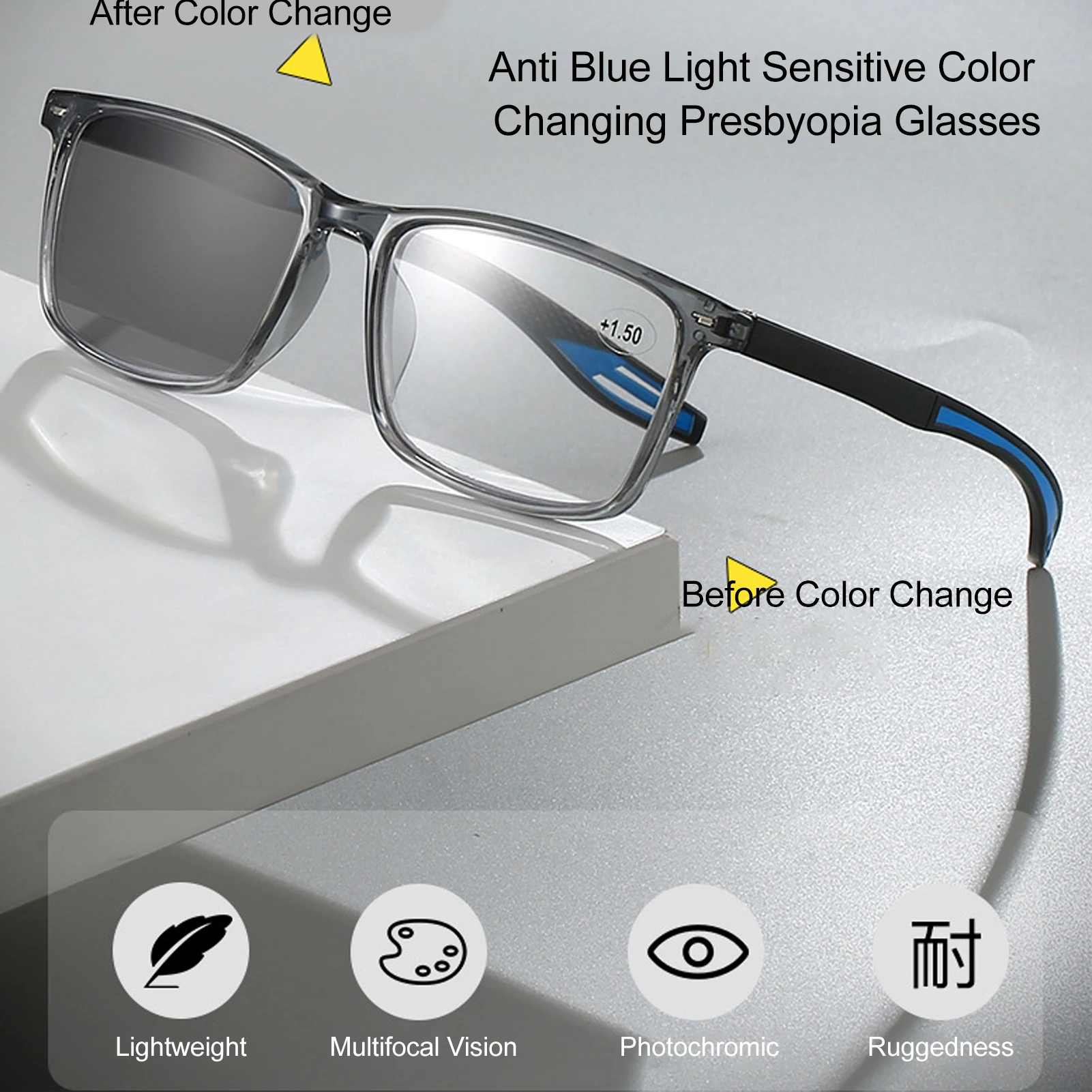 Presbyopie-Brille, kurzsichtig und weitsichtig, doppelter Verwendungszweck, blaues Licht blockierende Lesebrille zum Lesen, Lesebrille Image