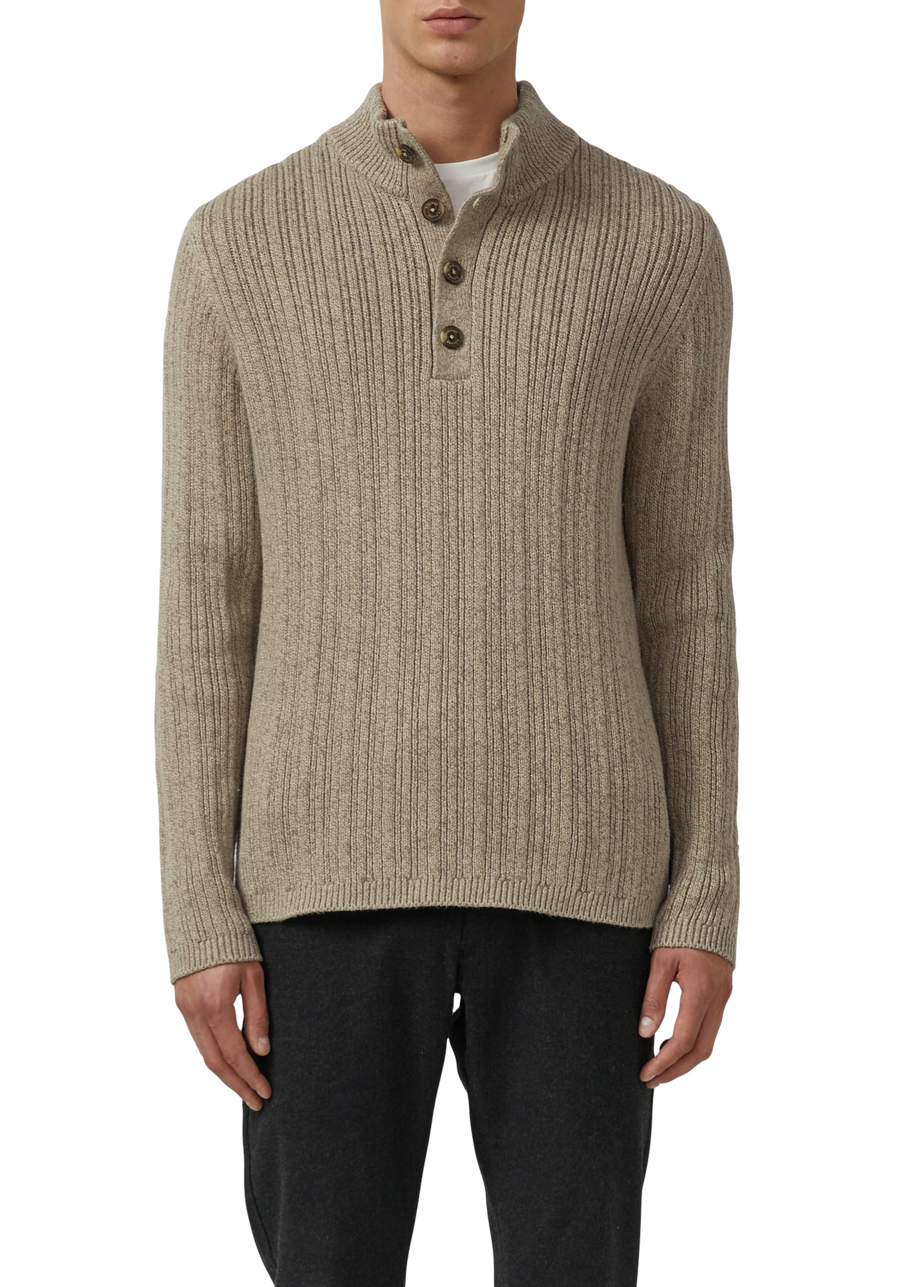 Troyer S.OLIVER, Herren, Gr. 3XL, mid braun, Strick, Obermaterial: 100% Baumwolle, Strukturmuster, unifarben, regular fit normal, ohne Ausschnitt, Rippbündchen, Pullover Troyer, mit Strukturmuster