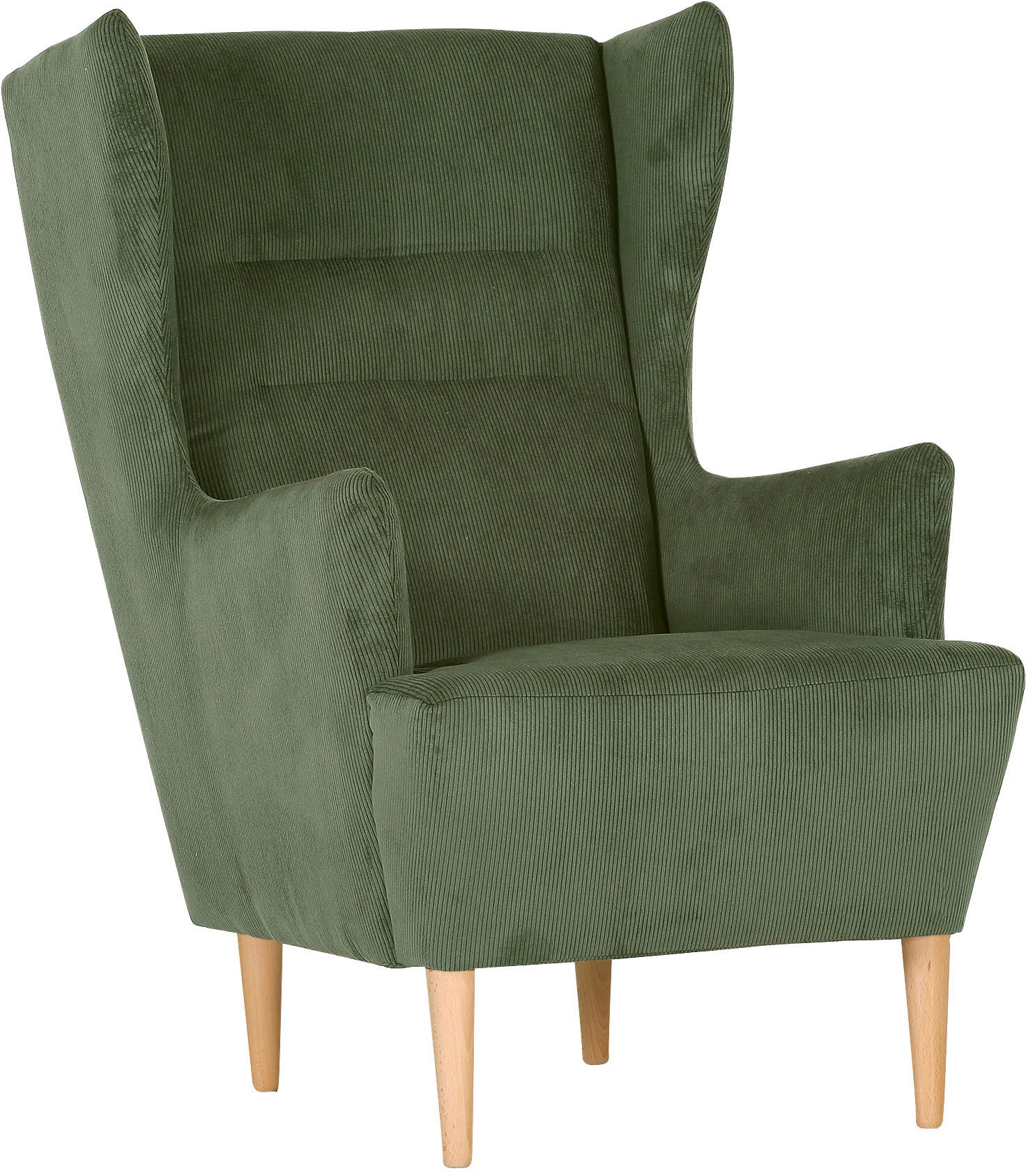 Ohrensessel GUTMANN FACTORY, grün (moosgrün), B:70cm H:104cm T:90cm, 88% Polyester 12% Nylon, Sessel, Ohrensessel