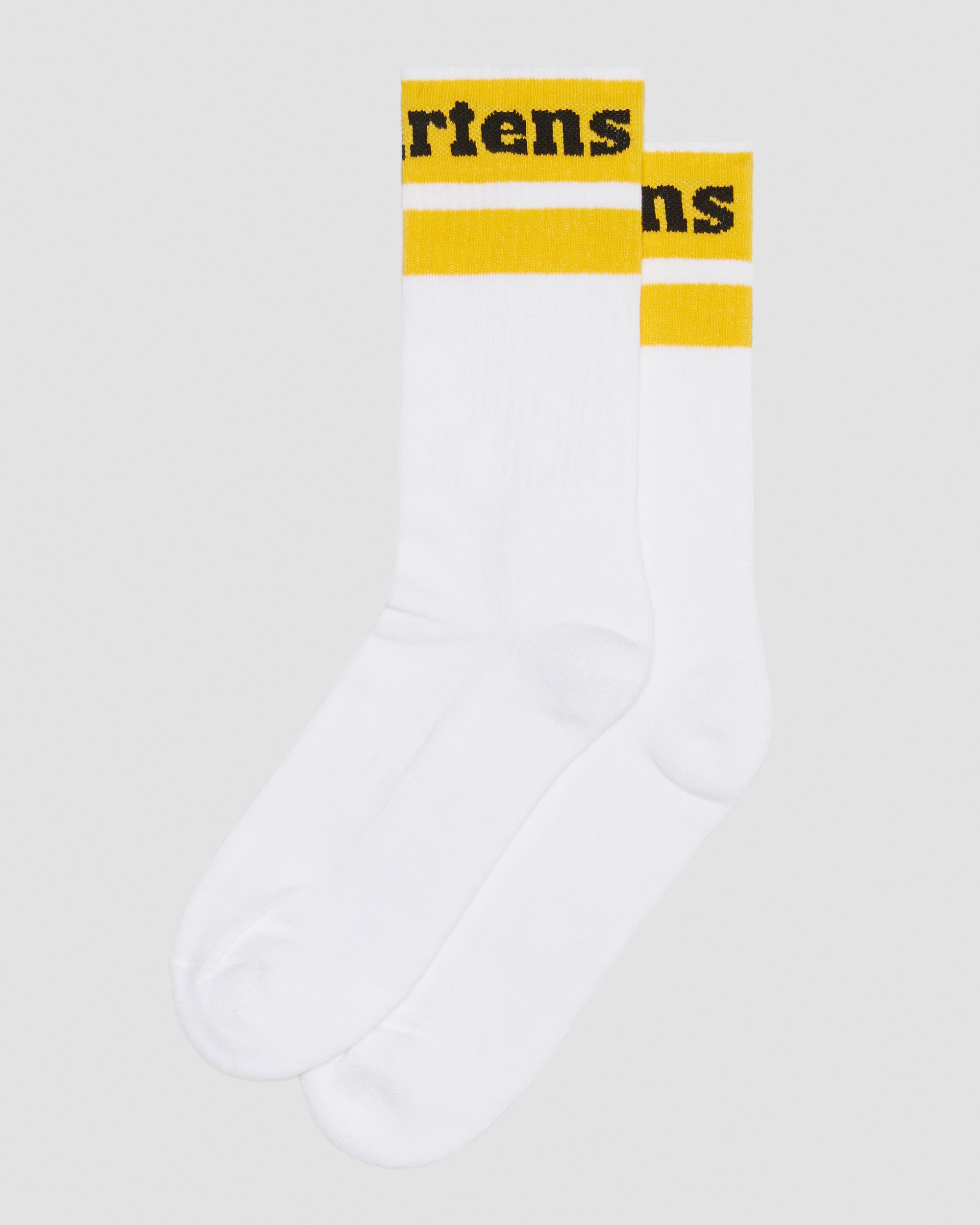 Socken DR. MARTENS "Athletic Logo Organic Cotton Blend Socken", Damen, Gr. 42-48, weiß, gelb, Baumwolle, Elasthan, Polyamid, Polyester, normal, Socken Socken, mit vertärktem Fersen- und Zehenbereich, druckfreier Bund