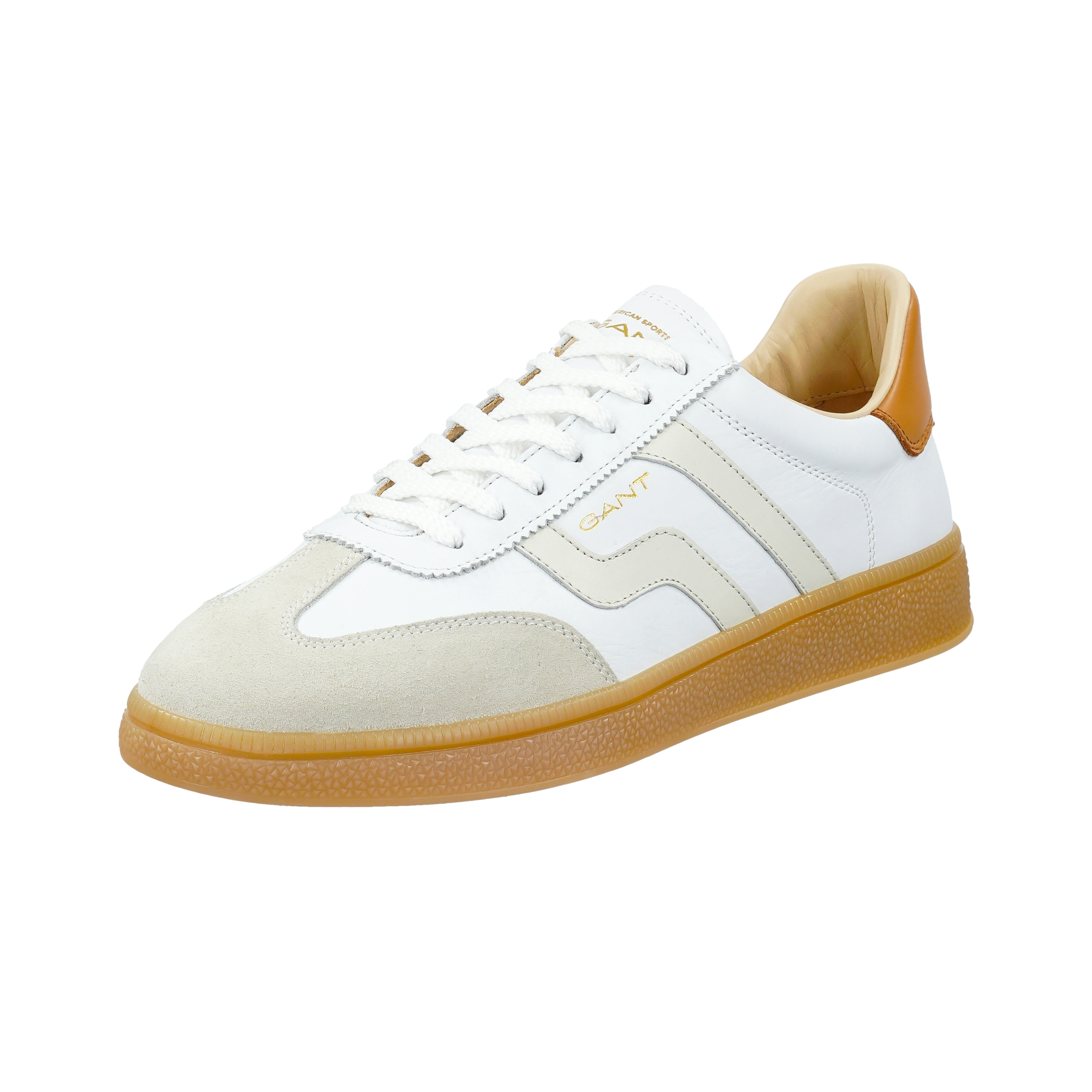 Sneaker GANT "Cuzmo", Damen, Gr. 43, weiß, Leder, Veloursleder, colorblocking, Schuhe Sneaker, Retro Sneaker, Schnürschuh mit Lederinnensohle