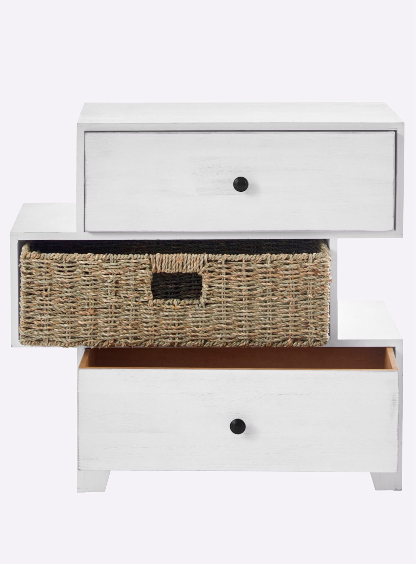 Kommode HEINE HOME, weiß, natur, B:60cm H:60cm T:30cm, Geflecht Seegras, Sideboards, Kommode