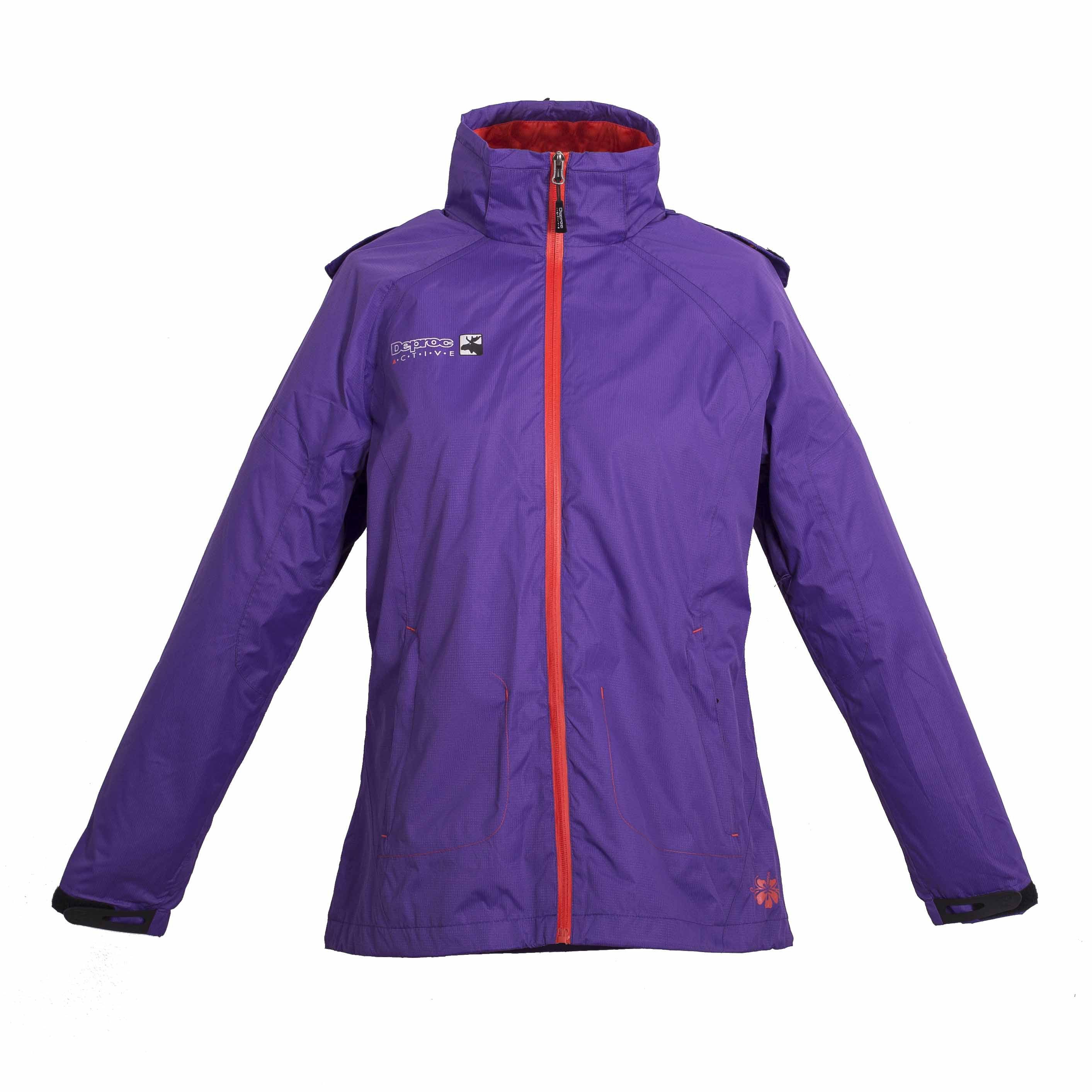 Regenjacke DEPROC ACTIVE "WEATHER II WOMEN", Damen, Gr. 36/38 (M), lila, 100% Polyester, mit verstellbarem Klettverschluss, Jacken Regenjacke, auch in Großen Größen erhältlich