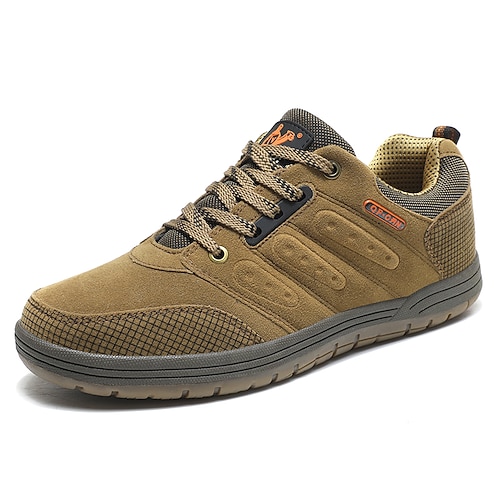 Beigefarbene Herren-Wanderschuhe aus Mesh – leichte Outdoor-Sneaker mit atmungsaktivem Obermaterial und strapazierfähiger Sohle, perfekt zum Spazierengehen, Wandern und für sportliche Aktivitäten. Image