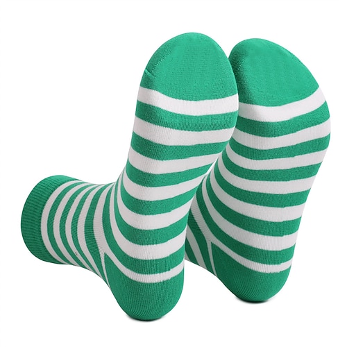 Herren 1 Paar Socken Laufsocken Freizeitsocken Schwarz Weiß Farbe Vierblättriges Kleeblatt Gestreift Outdoor Urlaub Alltagskleidung Mittel Ganzjahres Lässig St. Patricks Day Image