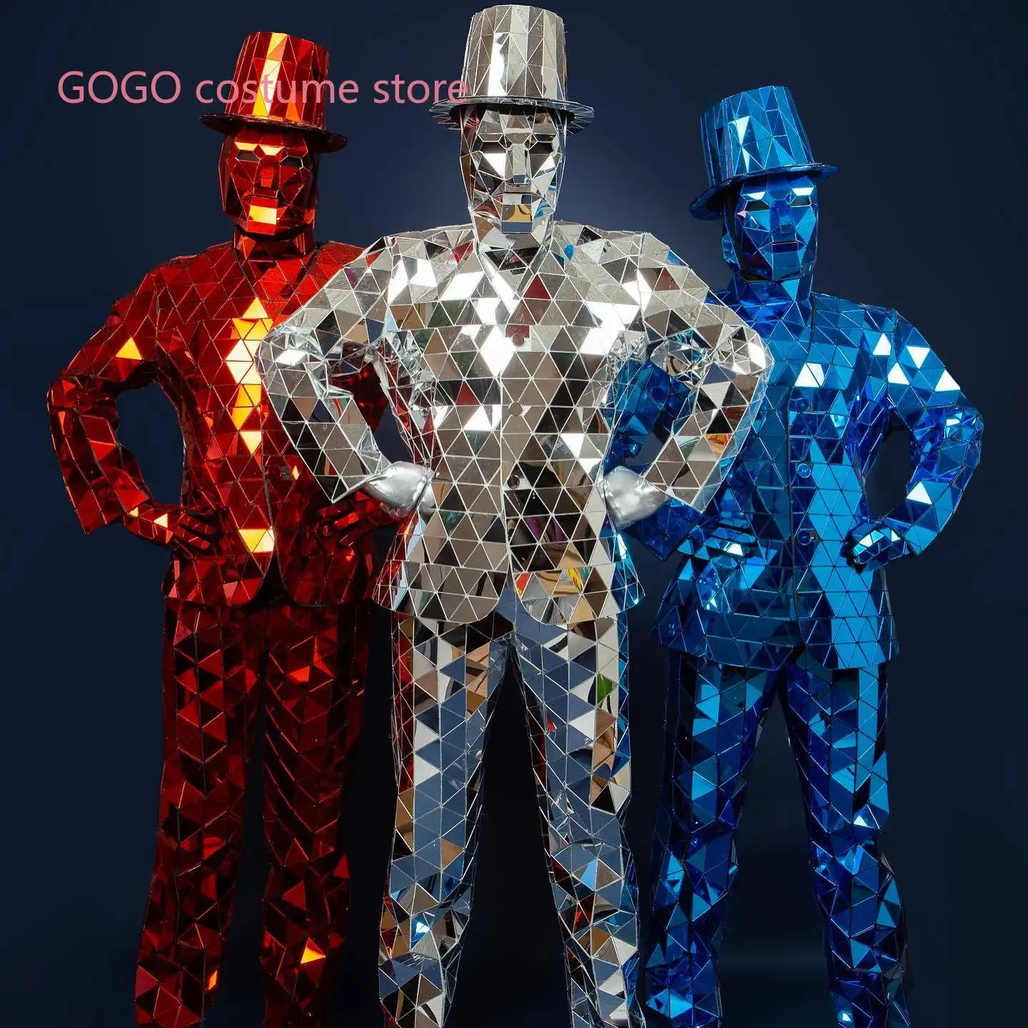 Mirror Man Kostüm Luxus Show Party Outfit Bühnentanzanzüge Halloween Weihnachten Ostern Kostüm für Männer handgenäht Image