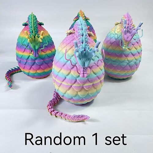 Großer, 3D-gedruckter Drache mit Osterei, beweglicher Drache als Deko für Zuhause, Schreibtisch-Haustier, Weihnachts- oder Geburtstagsgeschenk Image