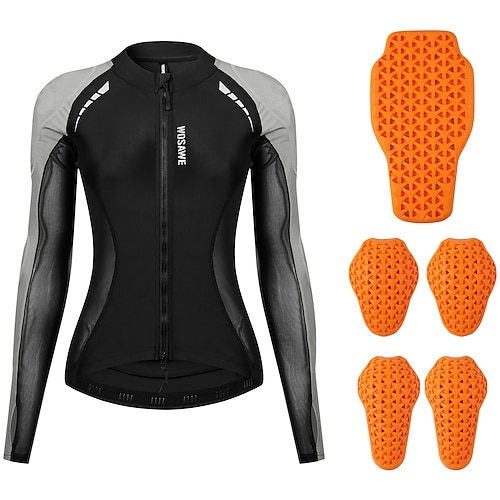 Damen Fahrradjacke Radtrikot Downhill-Trikot Langarm Mountainbike MTB Straßenradsport Sommer Frühling Schwarz / Orange Hyazinth Grau Einfarbig Fahhrad Fitness, Laufen Yoga YKK Reißverschluss Image
