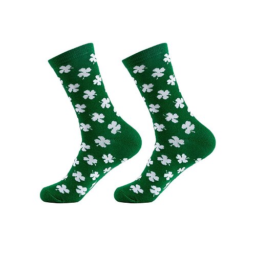 Herren 6 Paare Socken Laufsocken Freizeitsocken Apfel Grün Grün Weiß Farbe Gestreift Kariert Kleeblatt Outdoor Urlaub Alltagskleidung Mittel Ganzjahres Lässig St. Patricks Day Image