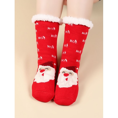 Damen Mardi Gras fleecegefütterte rutschfeste Fußsocken festliche gestreifte Strick-Karneval-Stil gemütliche Winter-Warmfuttersocken für Erwachsene und Teens perfekt für Karnevalspartys und Image