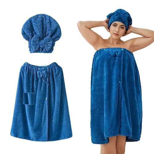 Baderock und Badekappe in großen Größen, verstellbar, schnelltrocknend, bequeme und praktische Badebekleidung, perfekt nach dem Baden, am Pool und unter der Dusche, schnelltrocknend und mit verstellbarer Passform Image